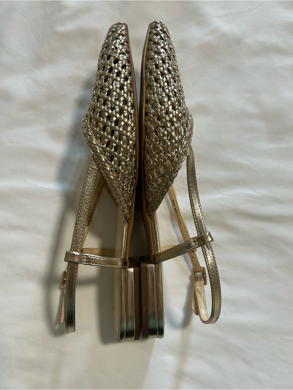 Jessica Simpson Woven Metallic Champagne Slingback Flats - Picture 3 of 4